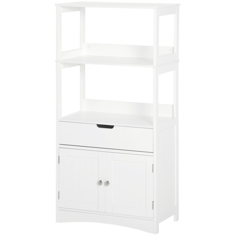 foto del prodotto kleankin mobile bagno multiuso in legno 60x33x122.5cm con mensole e cassetto