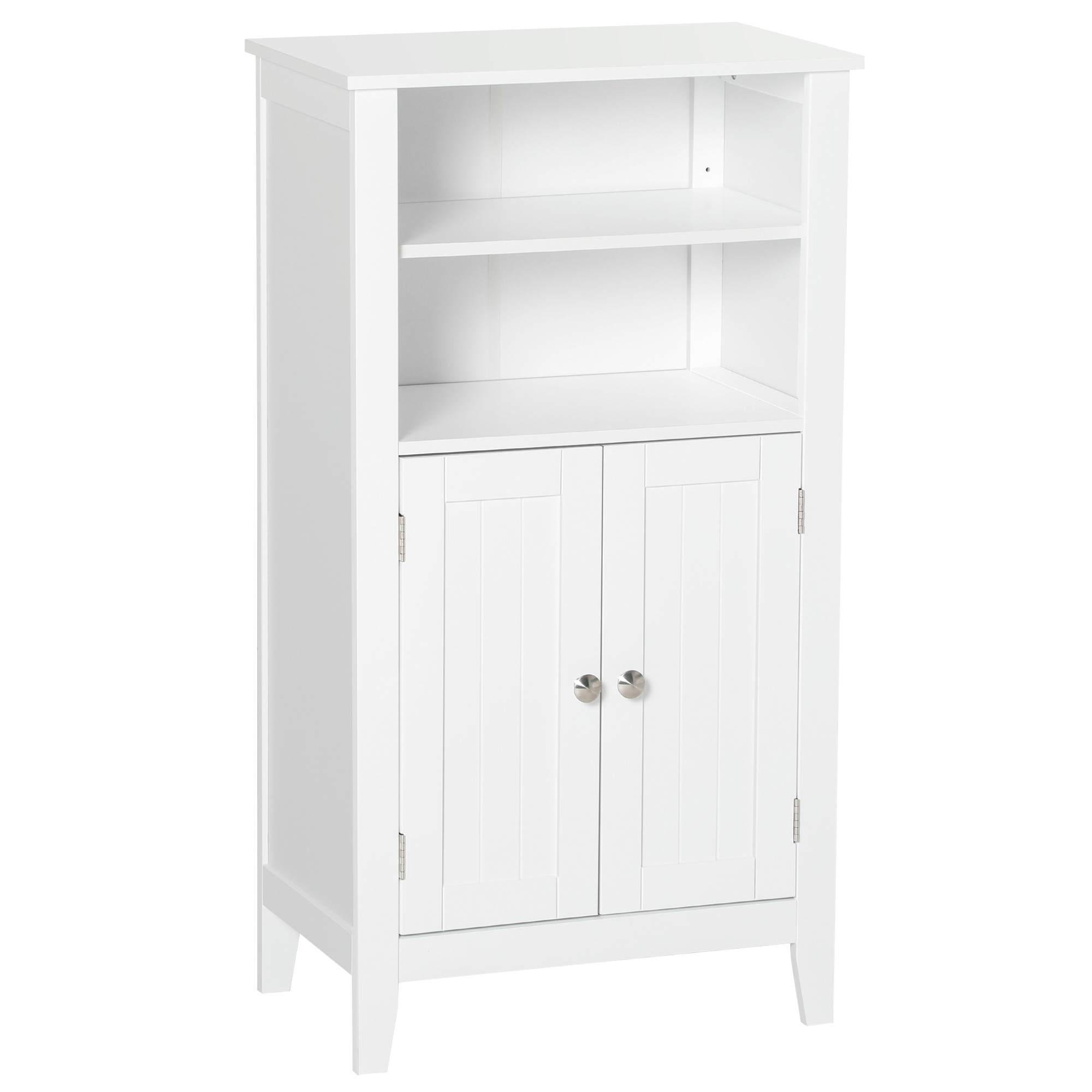 foto del prodotto kleankin mobile bagno multiuso, mobiletto da bagno con mensole regolabili e armadietto 2 ante, in legno, bianco, 50x30x93cm aosom italy