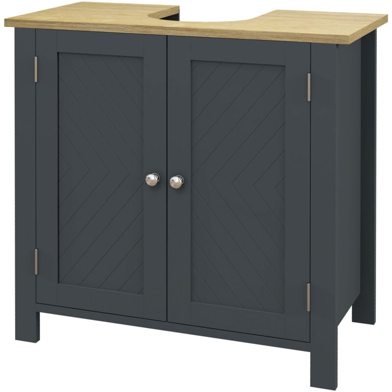 foto del prodotto kleankin mobile bagno sotto lavabo a 2 ante con ripiano interno regolabile