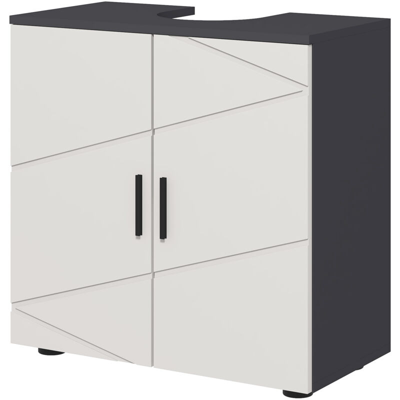 foto del prodotto kleankin mobile bagno sotto lavabo a piedistallo con 2 ante in legno grigio