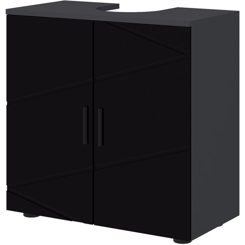 foto del prodotto kleankin mobile bagno sotto lavabo a piedistallo con 2 ante in legno nero