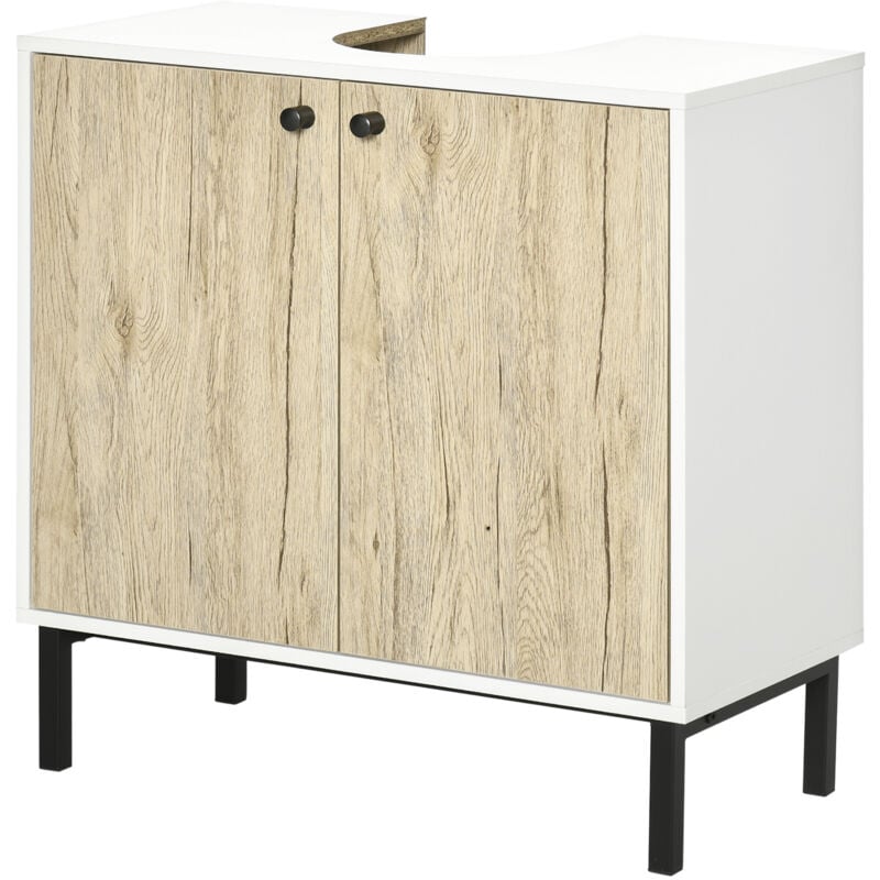 foto del prodotto kleankin mobile bagno sotto lavabo con ripiano interno e 2 ante in truciolato