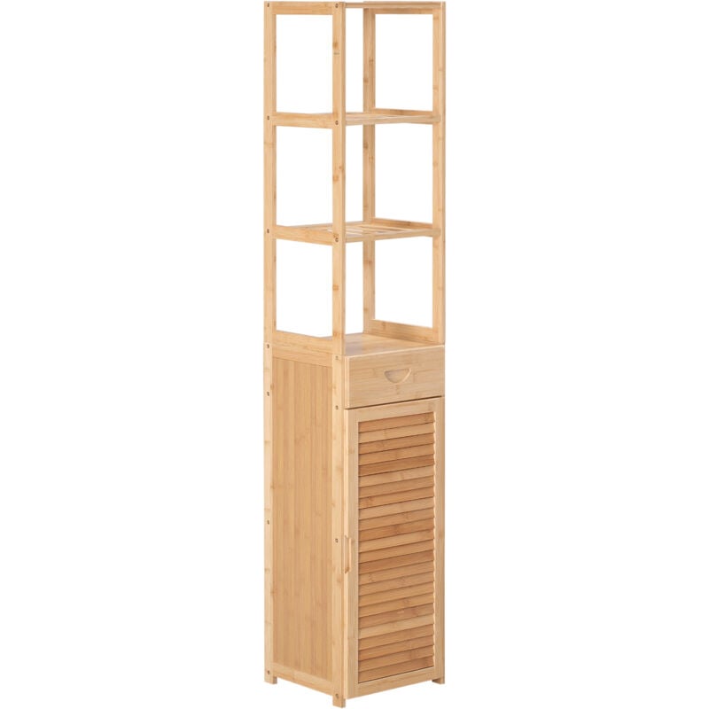 foto del prodotto kleankin mobile da bagno alto e salvaspazio in bamb color legno 32x30x163 cm