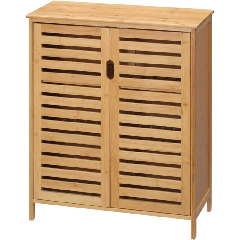 foto del prodotto kleankin mobile da bagno moderno salvaspazio a 2 ante con 2 ripiani color legno