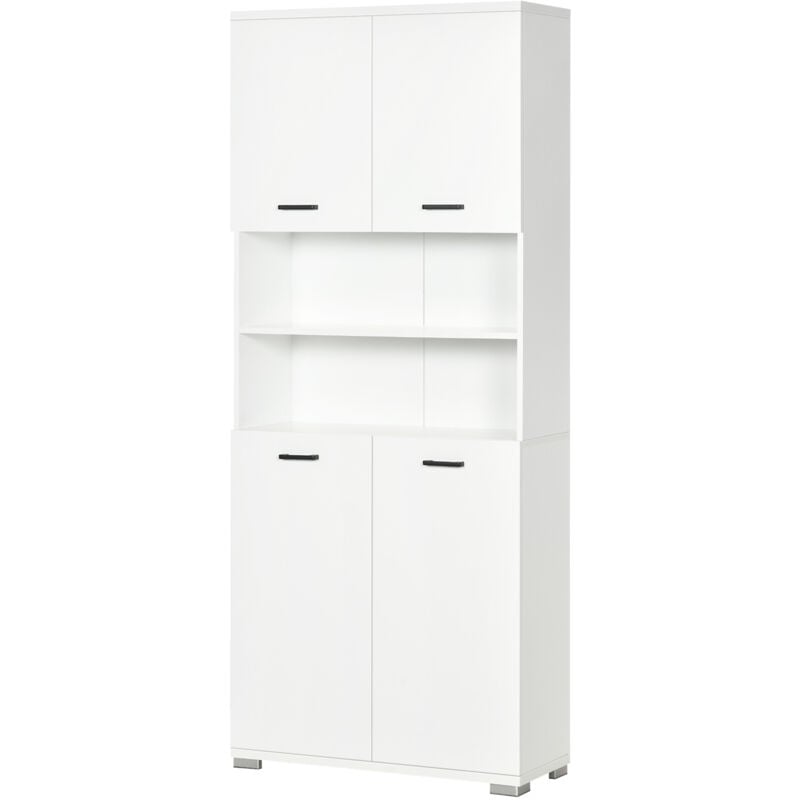 foto del prodotto kleankin mobile da bagno multiuso in truciolato bianco con armadietti e ripiani
