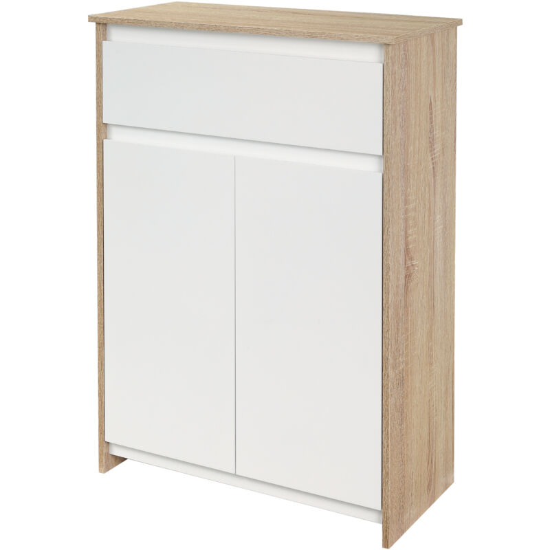 foto del prodotto kleankin mobile da bagno multiuso salvaspazio con armadietto e cassetto bianco