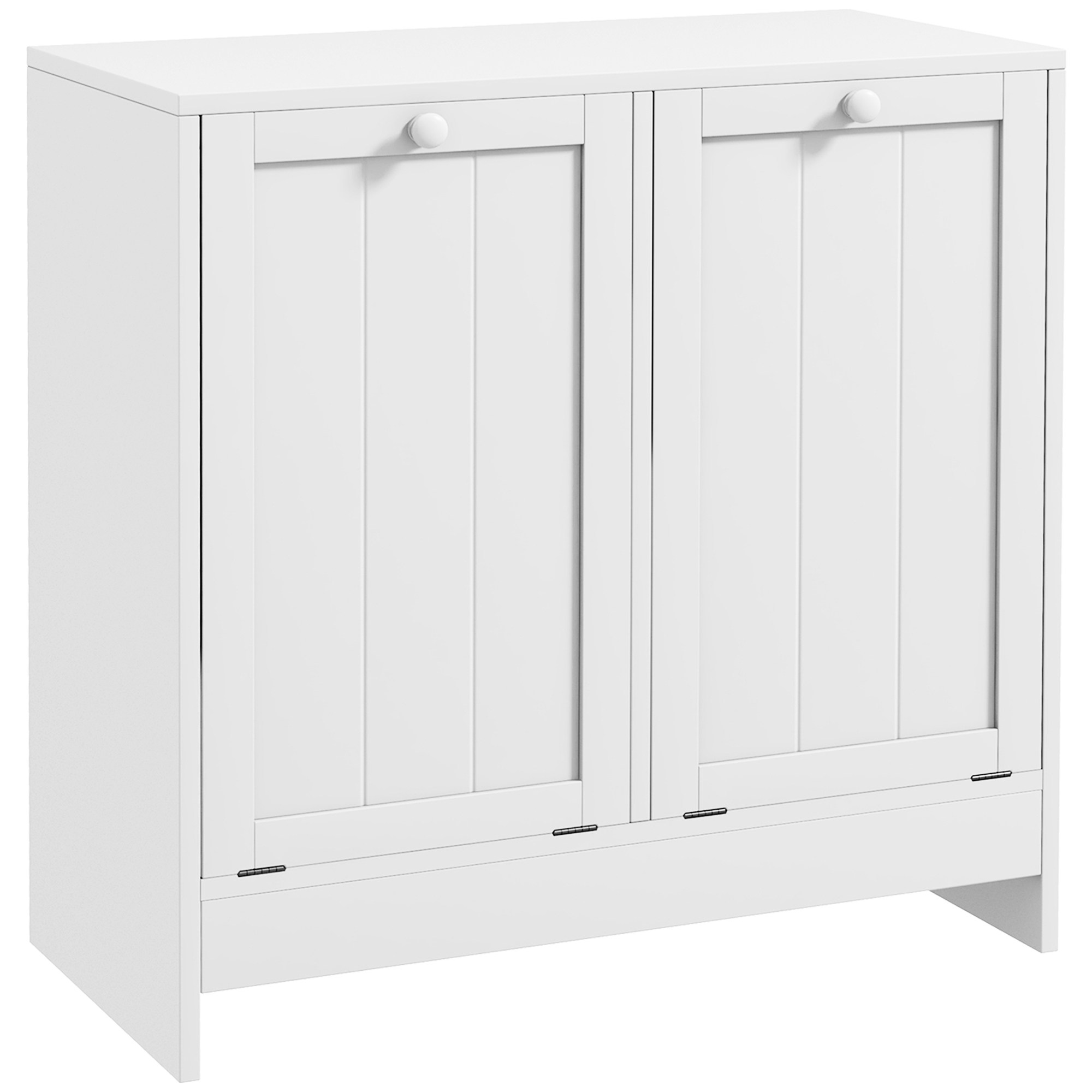 foto del prodotto kleankin mobile portabiancheria con 2 scomparti a ribalta in legno, 60x33x68cm, bianco