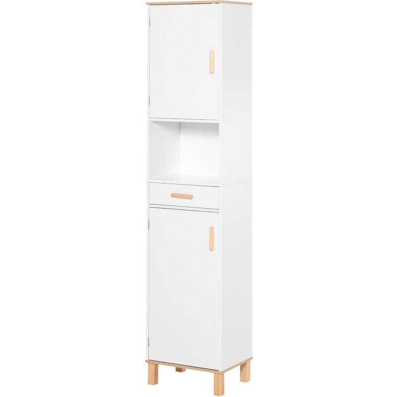 foto del prodotto kleankin mobile salvaspazio per il bagno mobile a colonna in legno bianco