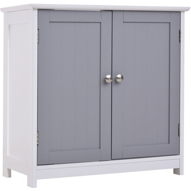 foto del prodotto kleankin mobile sotto lavabo bagno mensola regolabile e 2 ante in mdf 60x30x60cm