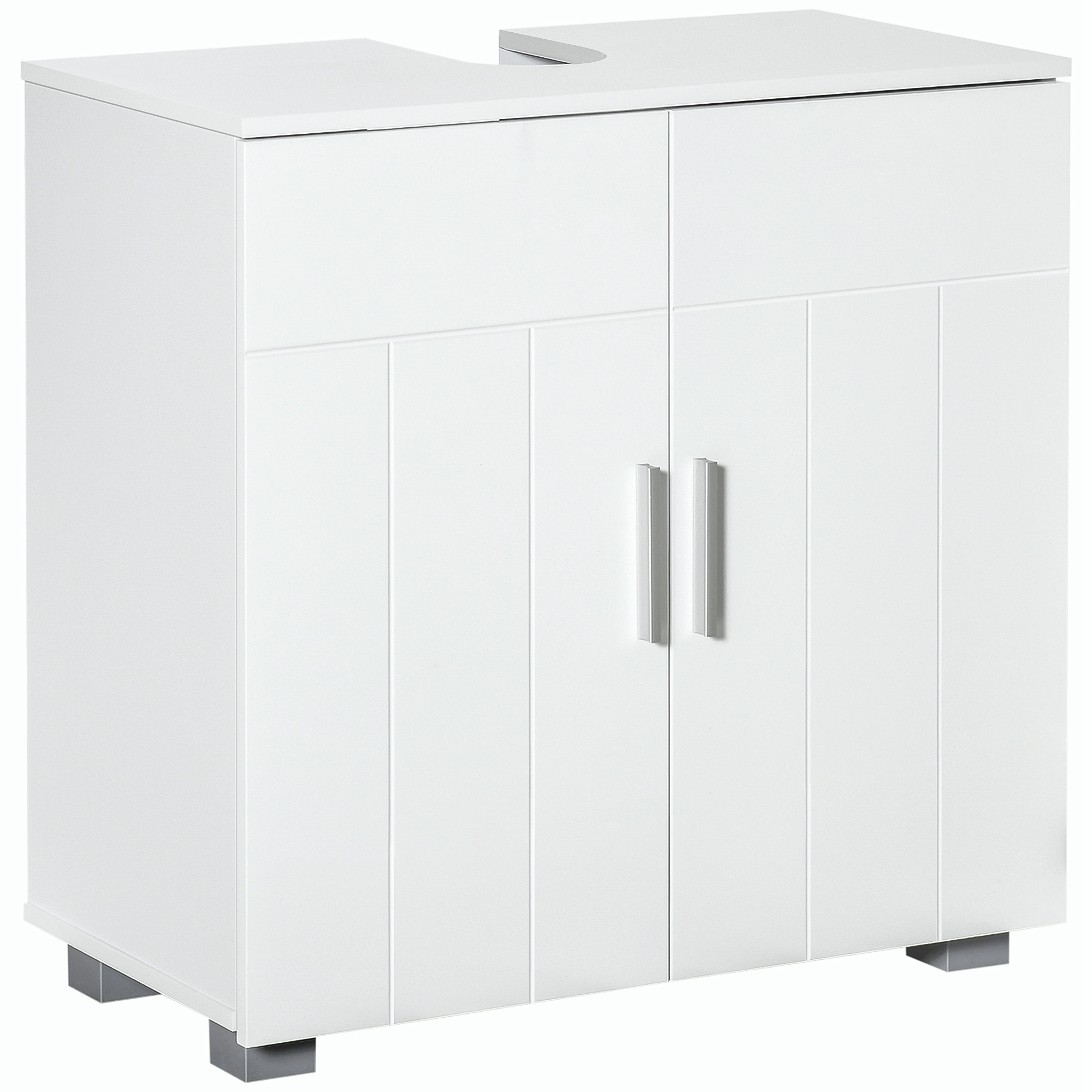 foto del prodotto kleankin mobile sotto lavabo bagno salvaspazio a u con 2 ante e ripiano interno regolabile, 60x30x60cm, bianco aosom
