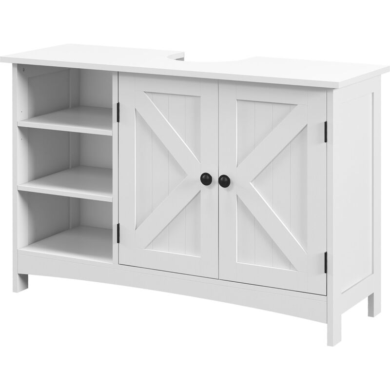 foto del prodotto kleankin mobile sottolavabo bagno con armadietto 2 ante e 3 ripiani bianco