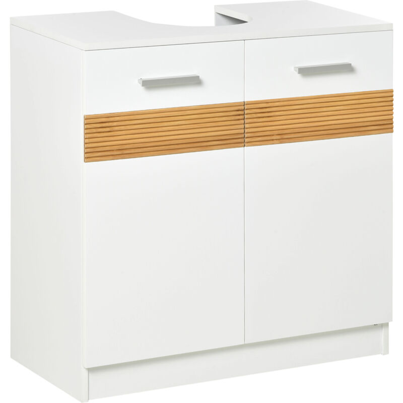 foto del prodotto kleankin mobile sottolavandino e sotto lavabo bagno in legno bianco 60x30x60.5cm