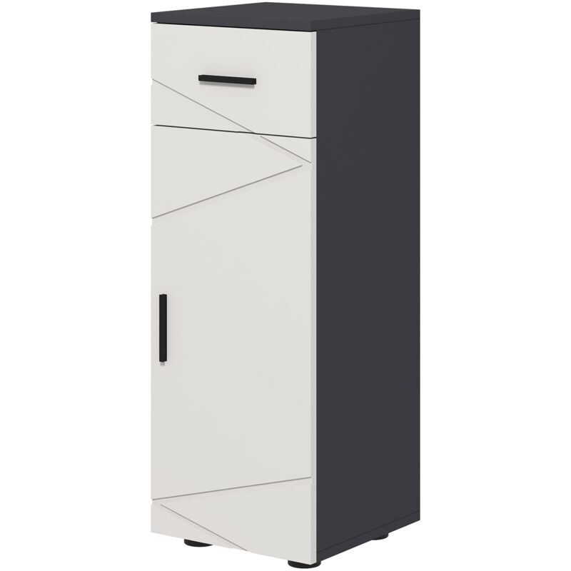 foto del prodotto kleankin mobiletto bagno in truciolato con cassetto armadietto 2 livelli grigio