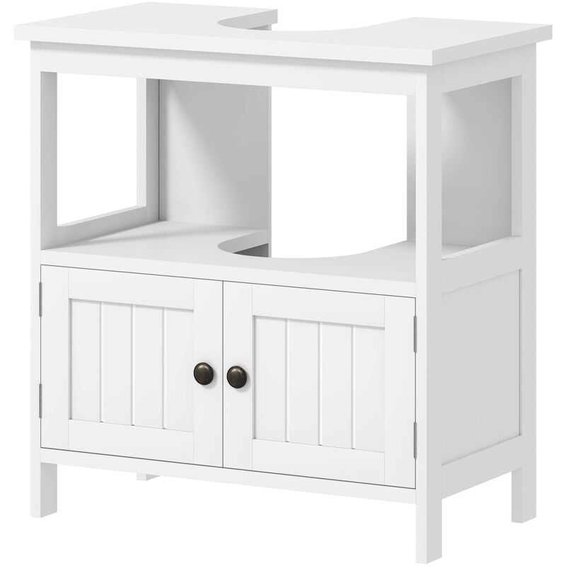 foto del prodotto kleankin mobiletto bagno sottolavabo con ripiano e armadietto 2 ante bianco