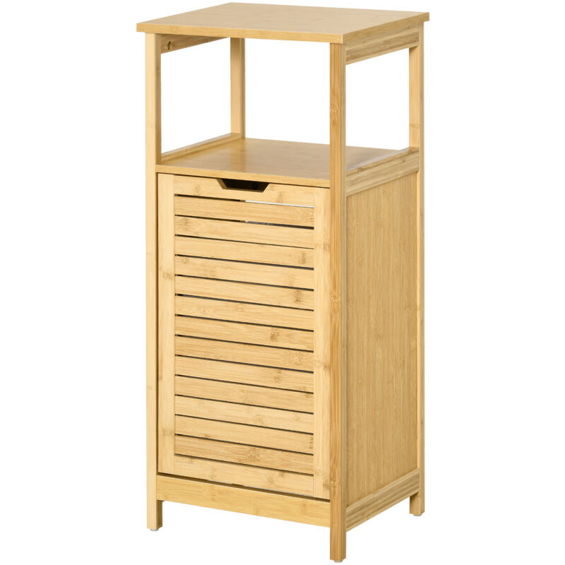 foto del prodotto kleankin mobiletto da bagno cesto multifunzione in mdf e bamb colore natural