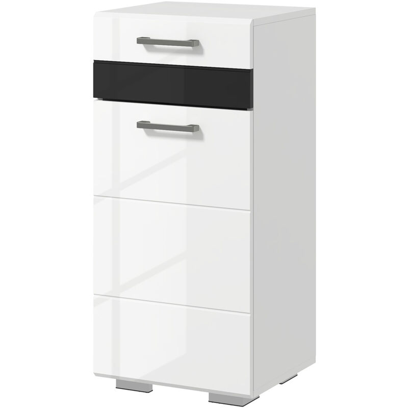 foto del prodotto kleankin mobiletto da bagno salvaspazio in mdf bianco design lucido