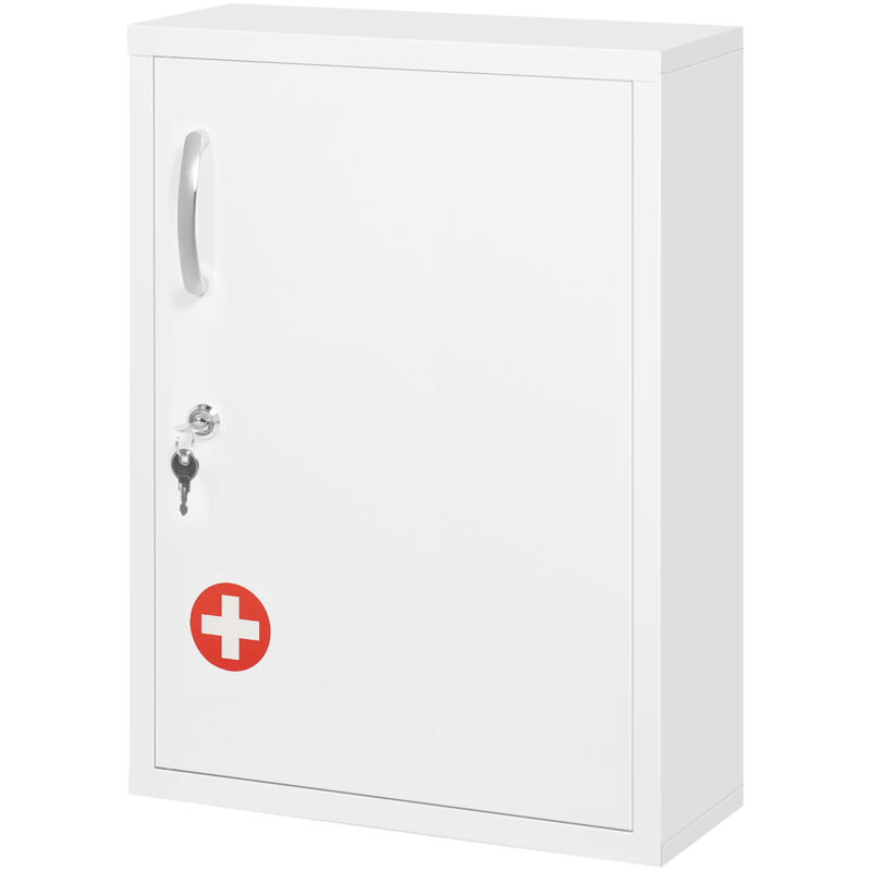 foto del prodotto kleankin mobiletto medicine a 3 ripiani in acciaio 40x15x53.5 cm bianco