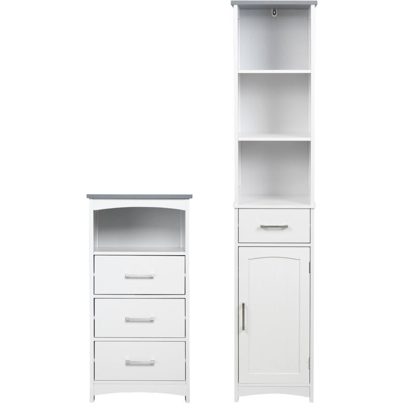foto del prodotto kleankin set mobiletto bagno armadietto in mdf con cassetti e ripiano aperto