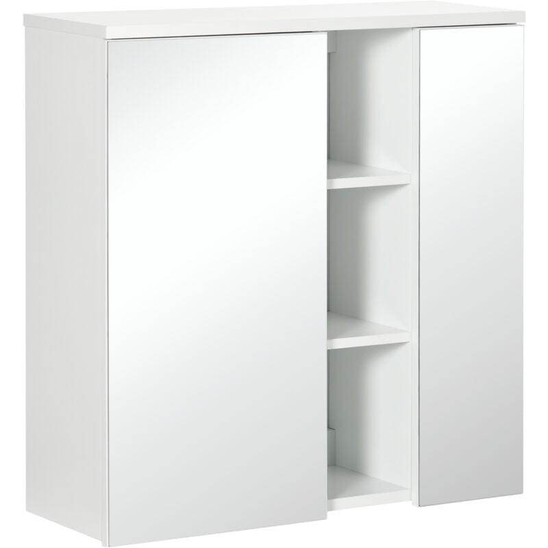 foto del prodotto kleankin specchiera bagno con ripiani aperti e 2 ante con mensole regolabili