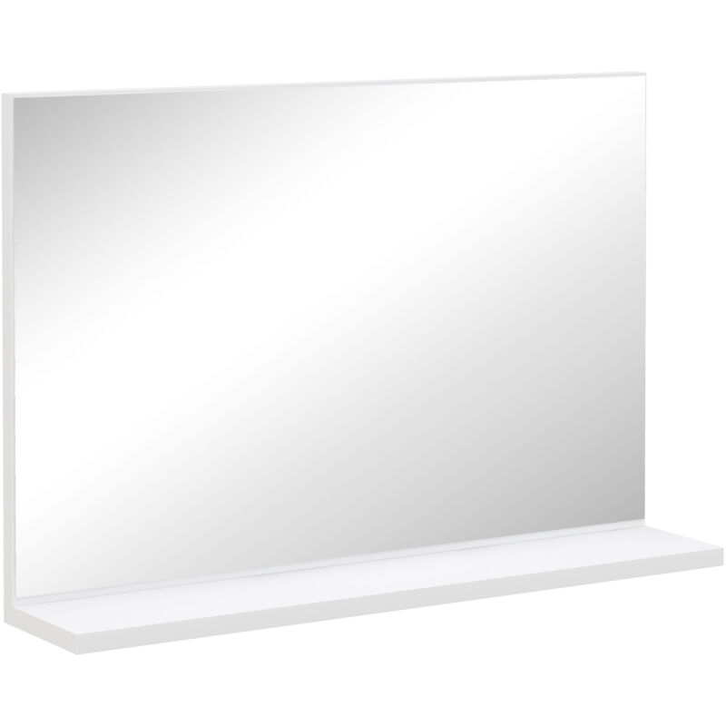foto del prodotto kleankin specchiera bagno da parete moderna con ripiano 60x12x40 cm bianco