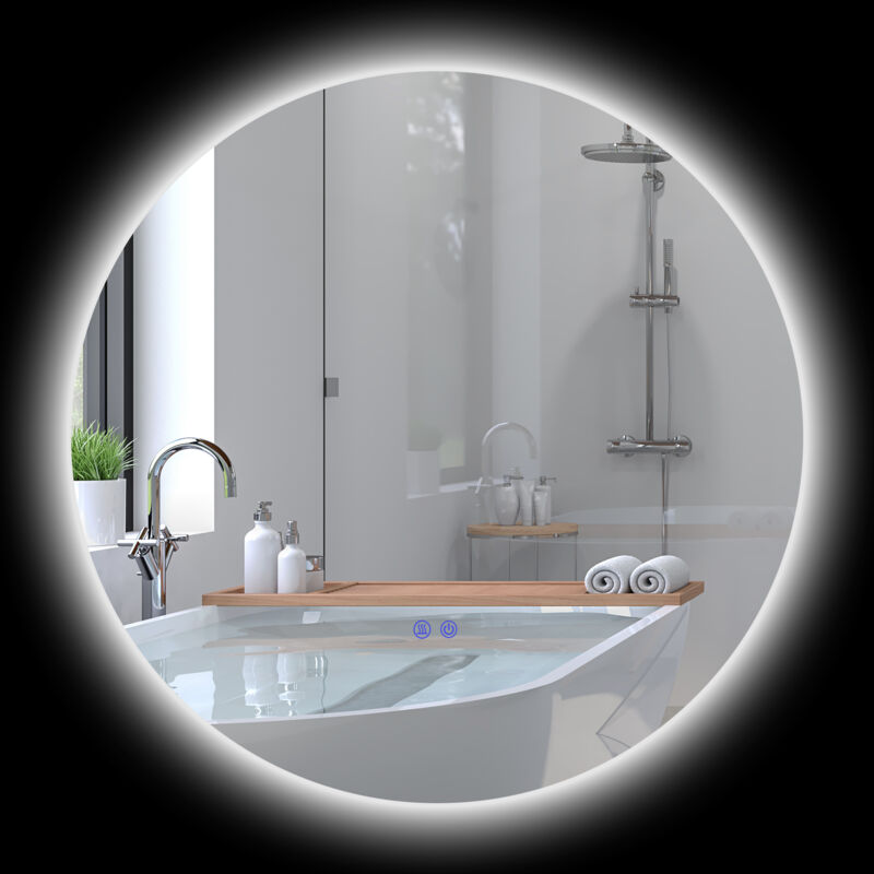 foto del prodotto kleankin specchio bagno antiappannamento con luci led e controllo touch 70cm