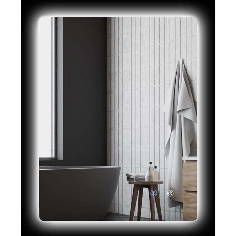 foto del prodotto kleankin specchio bagno con illuminazione regolabile e antiappannamento 70x50cm