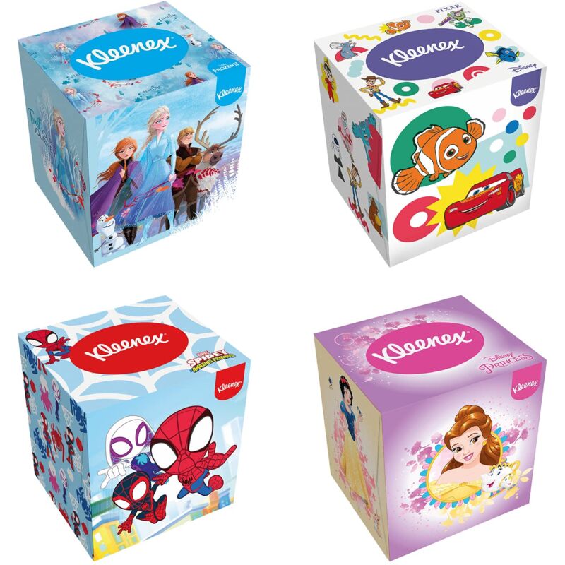 foto del prodotto kleenex fazzoletti disney cubic box 12 scatole da 48 fazzoletti giocoso con i personaggi preferiti dei tuoi bambini