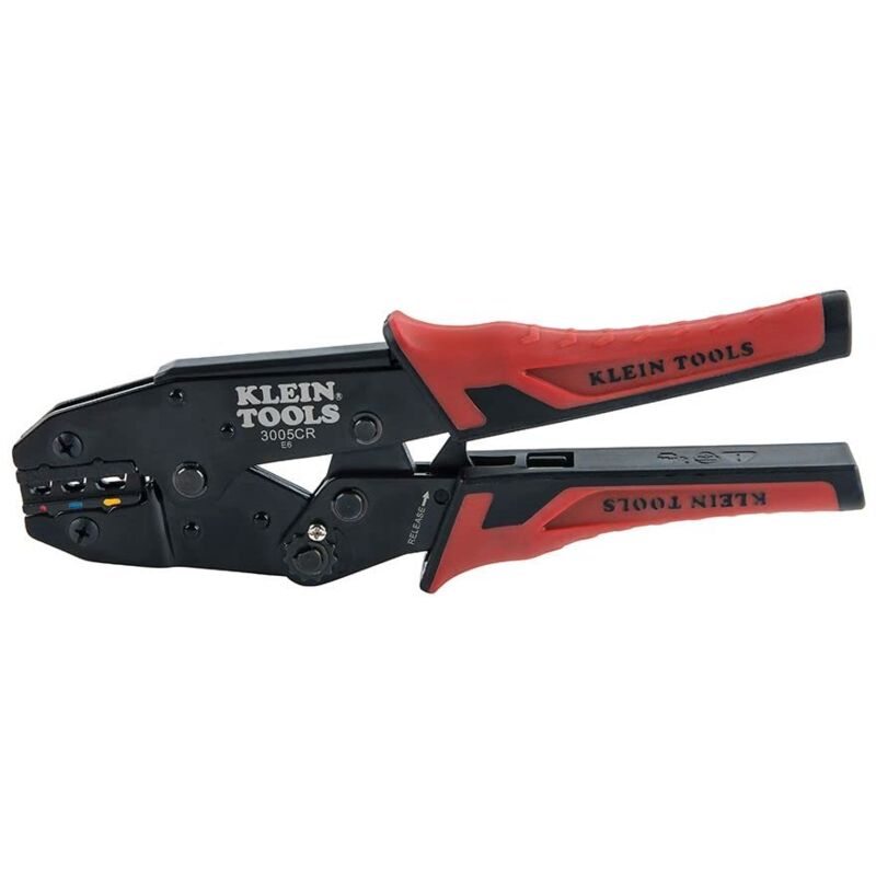 foto del prodotto klein tools 3005cr pinza crimpatrice per cavi da 10 a 22 awg e cavi in rame, terminali isolati a cricchetto