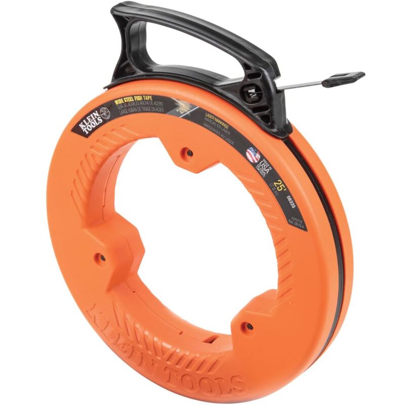 foto del prodotto klein tools 56335 nastro in acciaio per molle largo 6,3 m e 0,6 cm, punta sottile in plastica, marcatura incisa al laser, ideale per brevi corse