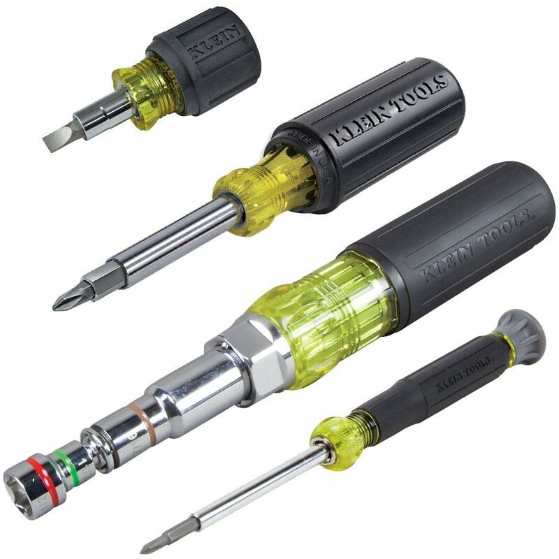 foto del prodotto klein tools 80019 set di attrezzi con cacciavite e cacciavite, 28 diverse punte e dimensioni industriali, 4 pezzi, colore nero