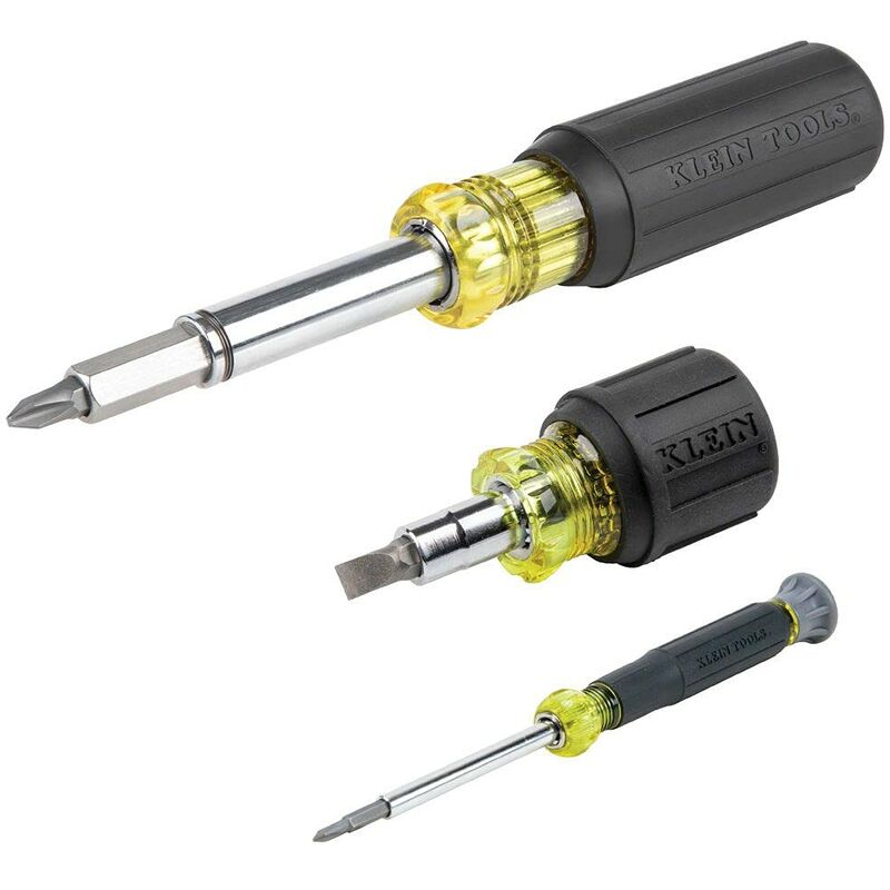 foto del prodotto klein tools 80045 kit di cacciaviti e cacciaviti, include cacciavite magnetico 11 in 1, cacciaviti multi bit tozzi ed elettronici, 3 pezzi