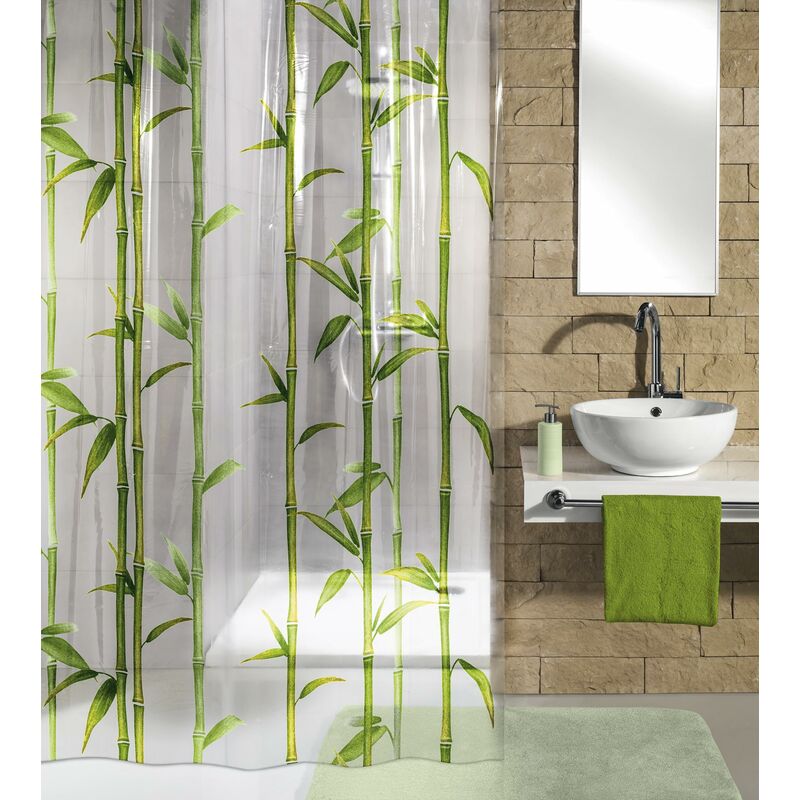 foto del prodotto kleine wolke 5249625305 tenda per doccia bamb , 180 x 200 cm, colore verde maggio