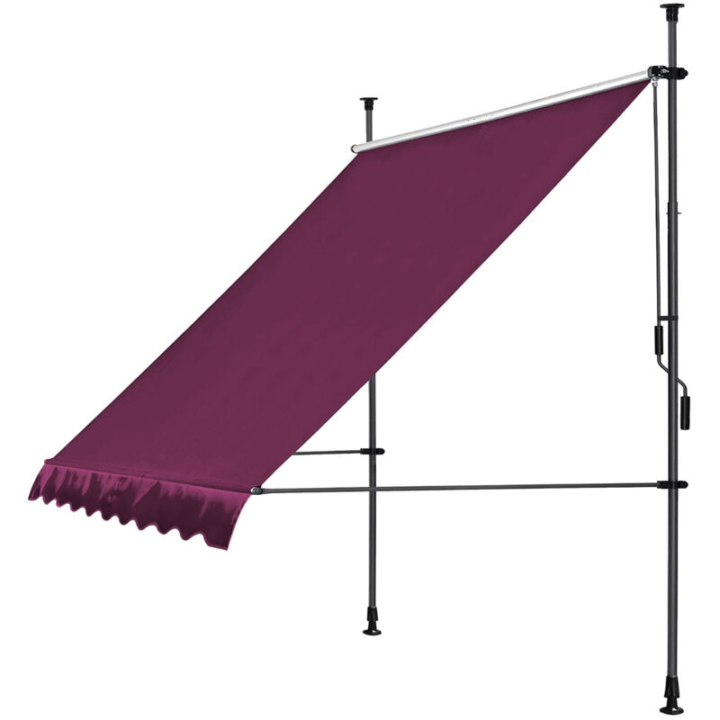 foto del prodotto klemmmarkise 300x130cm bordeaux balkonmarkise sonnenschutz terrassen berdachung h henverstellbar von 200 290cm markise balkon ohne bohren
