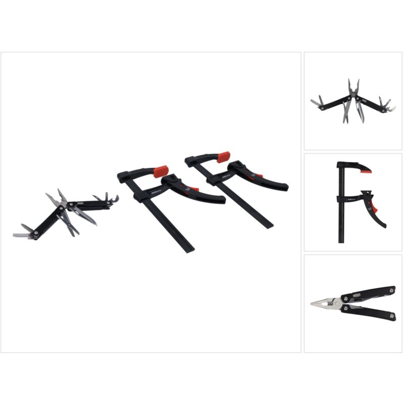 foto del prodotto kli set a 2x kliklamp kli 20 black edition set multitool 7 1 pinze, coltello, forbici, cacciavite, apriscatole, frecce, punteruolo con hr bessey