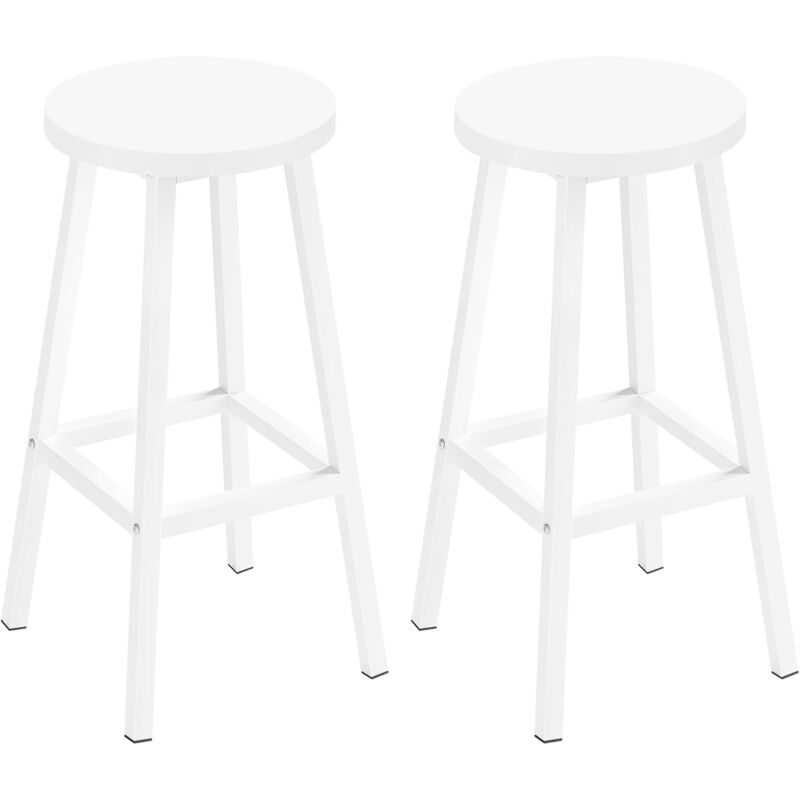 foto del prodotto klihome 2x sgabelli da bar, sgabello da bar con gambe poggiapiedi, sgabello senza schienale per cucina, sala da pranzo e bar, bianco
