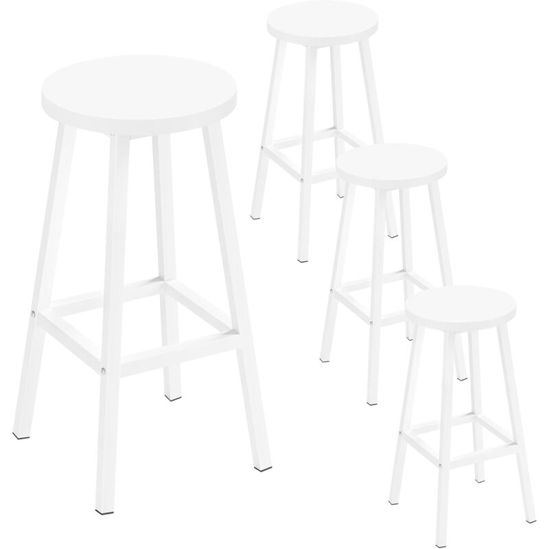 foto del prodotto klihome 4x sgabelli da bar, sgabello da bar con gambe poggiapiedi, sgabello senza schienale per cucina, sala da pranzo e bar, bianco