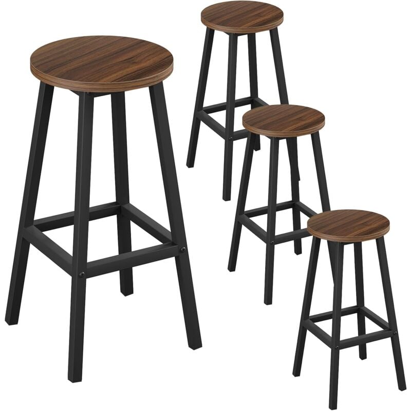 foto del prodotto klihome 4x sgabelli da bar, sgabello da bar con gambe poggiapiedi, sgabello senza schienale per cucina, sala da pranzo e bar, legno scuro