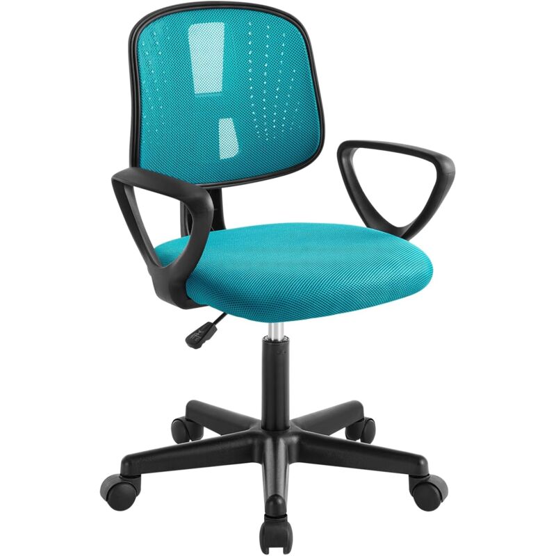 foto del prodotto klihome sedia per bambini girevole 5 ruote ufficio cameretta scrivania schienale ergonomico,turchese