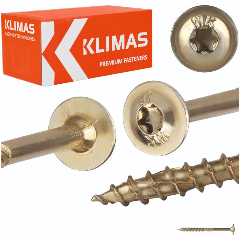 foto del prodotto klimas vite per legno bicromata testa tonda filettatura parziale incavo torx punta antisfondamento 8 x 100 scatola da 50
