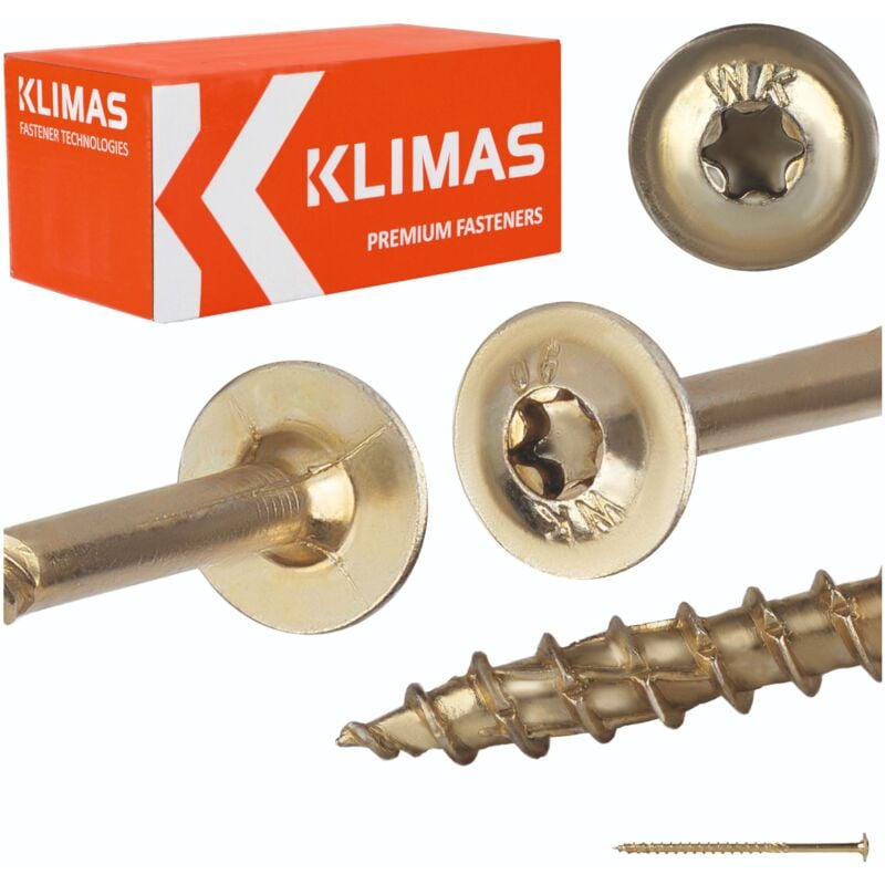 foto del prodotto klimas vite per legno bicromata testa tonda filettatura parziale presa torx punta antisfondamento 6 x 120 confezione da 100 pz.
