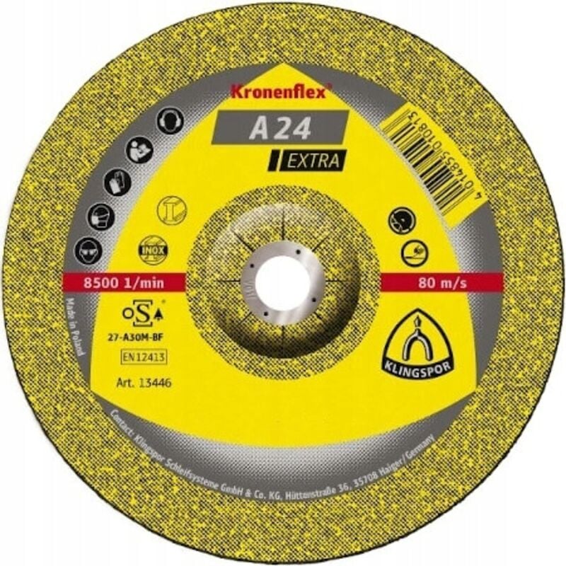 foto del prodotto klingspor 13447 dischi abrasivi kronenflex a 24, gek, 230 mm x 6 mm x 22,23 mm, 6600 rpm