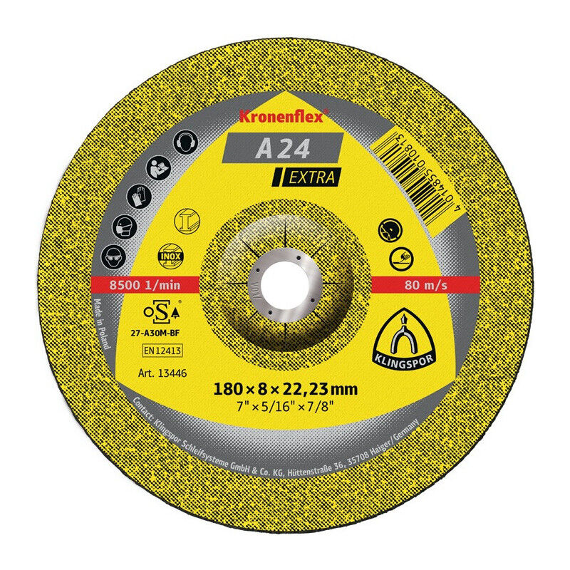 foto del prodotto klingspor disco da sbavo a 24 extra d150xs6mm curvo sta foro 22,23mm per 10 