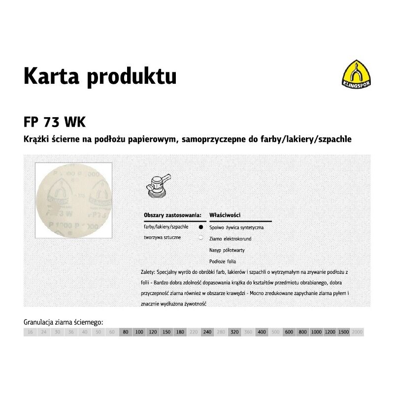 foto del prodotto klingspor kr ek abrasivo autoadesivo 125 mm fp73wk grana 180, 100 pezzi, ideale per una levigatura fine e precisa su metallo, legno e plastica,