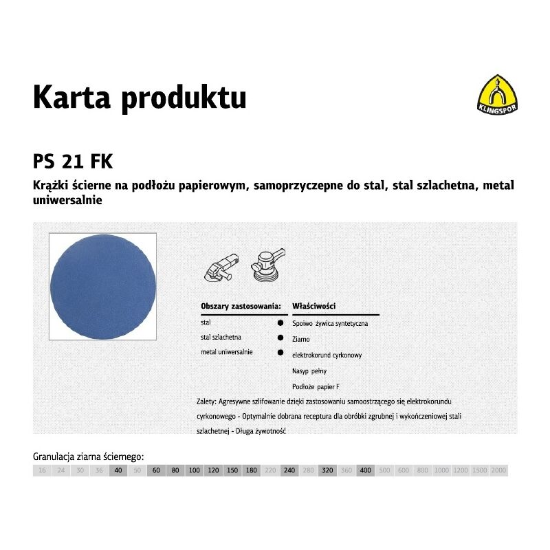 foto del prodotto klingspor kr ek cierny samoprzyczepny 125mm ps21fk gr.60 50szt.
