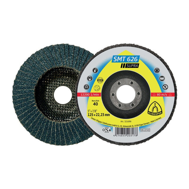 foto del prodotto klingspor rondella dentata smt 626 supra d.180mm k.40 6 gradi con.inox zk per 10 