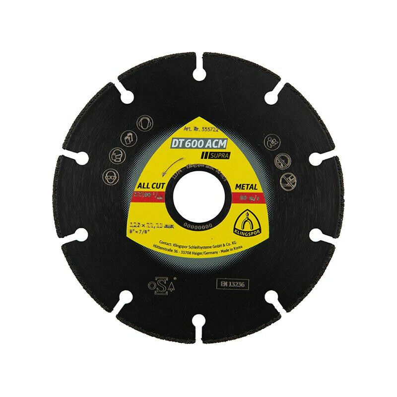 foto del prodotto klingspor truncons disordinati dt 600 acm supra 125x1.3x22.23mm