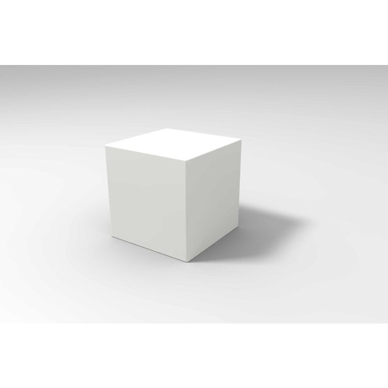foto del prodotto kloris cubo sgabello tavolino quadrato cm 35x35x35 bianco polietilene per giardino e interni
