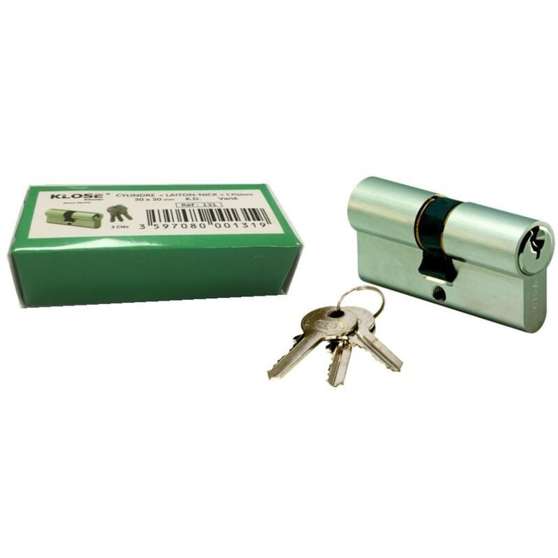 foto del prodotto klose besser cilindro a molle, in acciaio inox, varie chiavi, in ottone nichelato 30x10mm