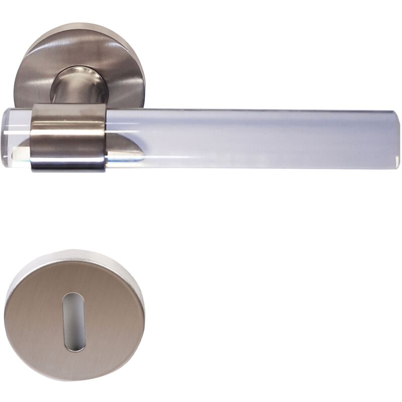 foto del prodotto klose besser maniglie per porte incolori joy plexiglass cristallines gambe in acciaio inox 304 satinato 1 coppia di rose con foro per la chiave