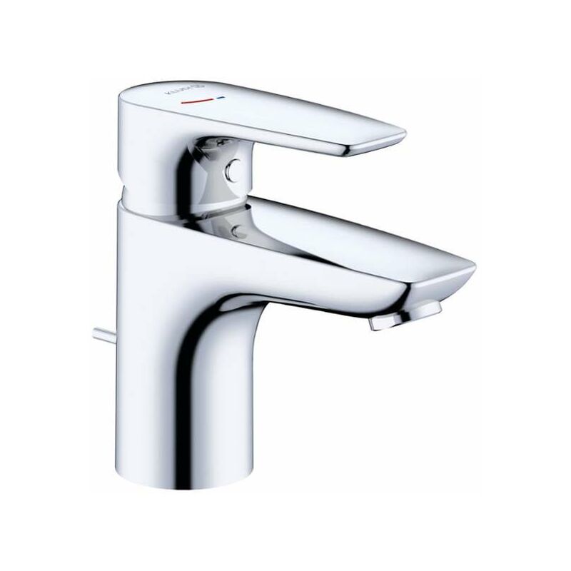 foto del prodotto kludi pure solid miscelatore da lavabo, con sistema di scarico, ecoplus, cromo 343880575wr4